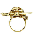 3W011 Gold White Metal Ring with Top Grade Crystal in Citrine Yellow