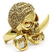 3W011 Gold White Metal Ring with Top Grade Crystal in Citrine Yellow