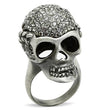 3W015 Antique Silver White Metal Ring with Top Grade Crystal in Black Diamond