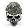 3W015 Antique Silver White Metal Ring with Top Grade Crystal in Black Diamond