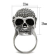 3W015 Antique Silver White Metal Ring with Top Grade Crystal in Black Diamond