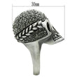 3W015 Antique Silver White Metal Ring with Top Grade Crystal in Black Diamond