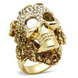 3W017 Gold White Metal Ring with Top Grade Crystal in Aurora Borealis (Rainbow Effect)