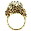 3W017 Gold White Metal Ring with Top Grade Crystal in Aurora Borealis (Rainbow Effect)