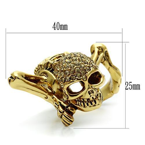 3W020 Gold White Metal Ring with Top Grade Crystal in Citrine Yellow