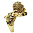 3W020 Gold White Metal Ring with Top Grade Crystal in Citrine Yellow