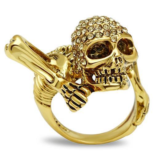 3W020 Gold White Metal Ring with Top Grade Crystal in Citrine Yellow
