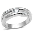 3W049 Rhodium Brass Ring with AAA Grade CZ in Clear