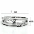 3W049 Rhodium Brass Ring with AAA Grade CZ in Clear