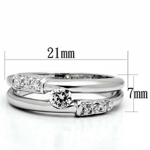 3W049 Rhodium Brass Ring with AAA Grade CZ in Clear