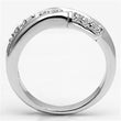 3W049 Rhodium Brass Ring with AAA Grade CZ in Clear