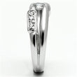 3W049 Rhodium Brass Ring with AAA Grade CZ in Clear