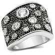 3W059 Rhodium Brass Ring with AAA Grade CZ in Clear