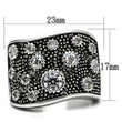 3W059 Rhodium Brass Ring with AAA Grade CZ in Clear