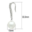 3W086 Rhodium Brass Earrings with Synthetic in White