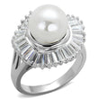 3W1073 Rhodium Brass Ring with Synthetic in White
