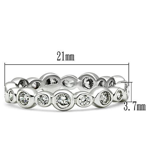 3W121 Rhodium Brass Ring with AAA Grade CZ in Clear