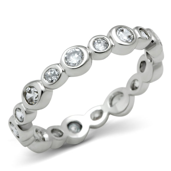 3W121 Rhodium Brass Ring with AAA Grade CZ in Clear