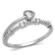 3W1223 Rhodium Brass Ring with AAA Grade CZ in Clear
