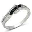 3W122 Rhodium + Ruthenium Brass Ring with AAA Grade CZ in Jet