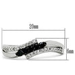 3W122 Rhodium + Ruthenium Brass Ring with AAA Grade CZ in Jet