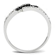 3W122 Rhodium + Ruthenium Brass Ring with AAA Grade CZ in Jet