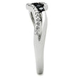 3W122 Rhodium + Ruthenium Brass Ring with AAA Grade CZ in Jet