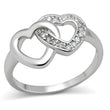 3W123 Rhodium Brass Ring with AAA Grade CZ in Clear