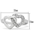 3W123 Rhodium Brass Ring with AAA Grade CZ in Clear