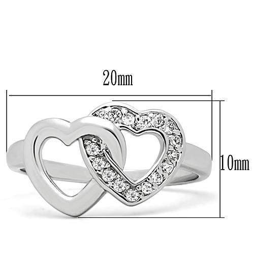 3W123 Rhodium Brass Ring with AAA Grade CZ in Clear