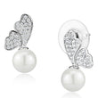 3W1299 Rhodium Brass Earrings with Synthetic in White