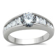 3W133 Rhodium Brass Ring with AAA Grade CZ in Clear