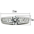 3W133 Rhodium Brass Ring with AAA Grade CZ in Clear