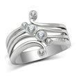 3W135 Rhodium Brass Ring with AAA Grade CZ in Clear