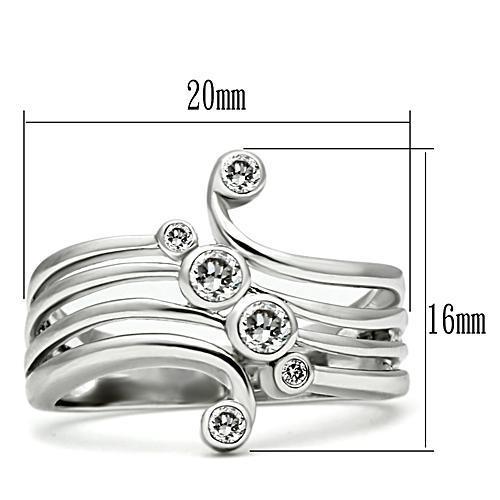 3W135 Rhodium Brass Ring with AAA Grade CZ in Clear
