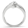 3W135 Rhodium Brass Ring with AAA Grade CZ in Clear