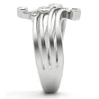 3W135 Rhodium Brass Ring with AAA Grade CZ in Clear
