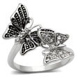 3W214 Rhodium Brass Ring with AAA Grade CZ in Clear