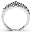 3W229 Rhodium Brass Ring with AAA Grade CZ in Clear