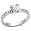 3W527 Rhodium Brass Ring with AAA Grade CZ in Clear
