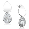 3W659 Rhodium Brass Earrings with AAA Grade CZ in Clear