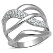 3W766 Rhodium Brass Ring with AAA Grade CZ in Clear