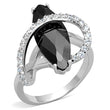 3W800 Rhodium Brass Ring with AAA Grade CZ in Jet