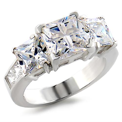40908 High-Polished 925 Sterling Silver Ring with AAA Grade CZ in Clear