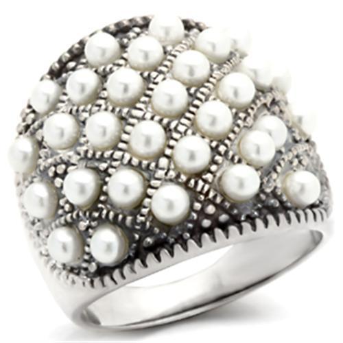 410108 Antique Tone 925 Sterling Silver Ring with Synthetic in White