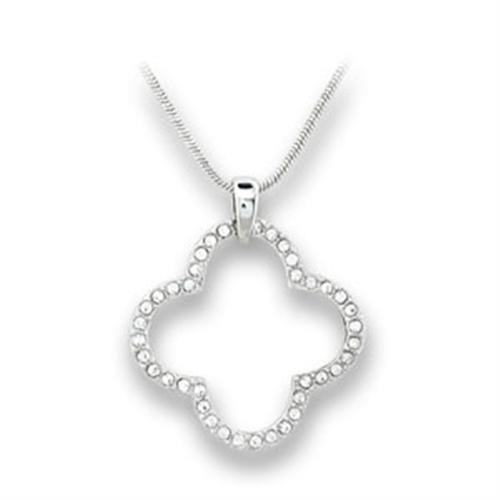 410806 Rhodium Brass Pendant with Top Grade Crystal in Clear