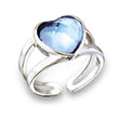411813 Rhodium Brass Ring with Top Grade Crystal in Sea Blue
