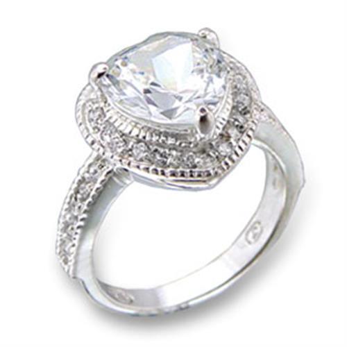 413414 High-Polished 925 Sterling Silver Ring with AAA Grade CZ in Clear