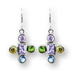 414203 High-Polished 925 Sterling Silver Earrings with AAA Grade CZ in Multi Color