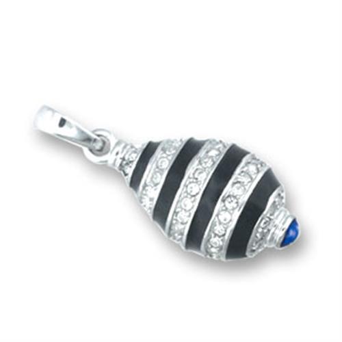 41602 High-Polished 925 Sterling Silver Pendant with Top Grade Crystal in Clear